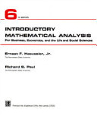 Introductory Mathematical Analysis for business, economics and the life and social sciences 6th ed